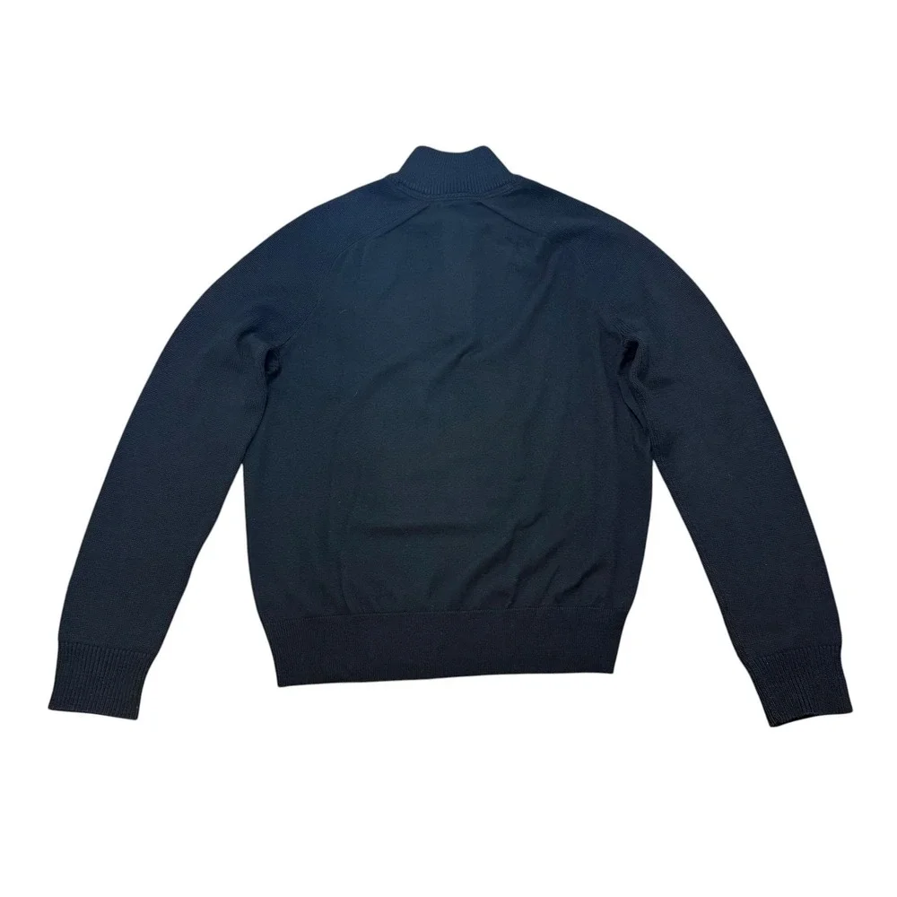 Merino Wool/Cotton Black Button Mock Neck Sweater Classic Preppy Mens Large Tall